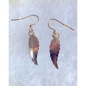 Artisan Crafted 1 1/4” GoldTone Feather Shaped Earrings on Gold Plated EarWires